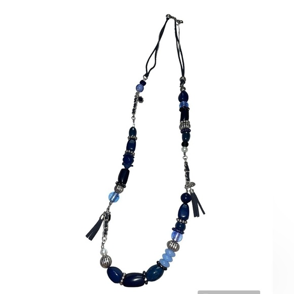 SHADES of blue beaded Necklace - Picture 2 of 3